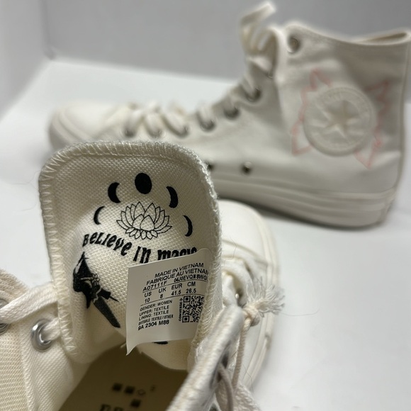 Converse Chuck Taylor High Top Sneakers Shoes Embroidered Dragonfly White New 10 - Picture 6 of 8